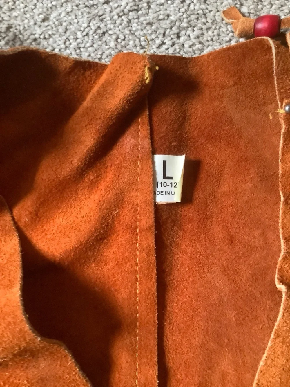 L 10-12 Vintage 80’s Child’s Suede Cowboy Costume Vest Chaps Disney Halloween